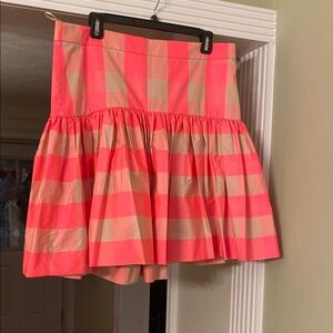 J. Crew  Pink and Tan buffalo plaid taffeta mini skirt, size 12, NWT!!